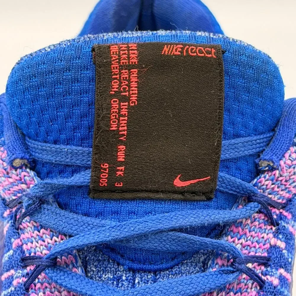 Nike React Infinity Run Flyknit 3 Womens Blue/Crimson DZ3016-400 Size US 8.5